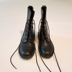 Clark's black leather ankle combat boots